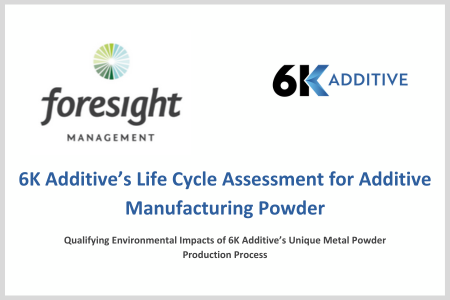 6K Additive Foresight Management LCA Life Cycle Assessemtn for Additive Manufacturing Powder